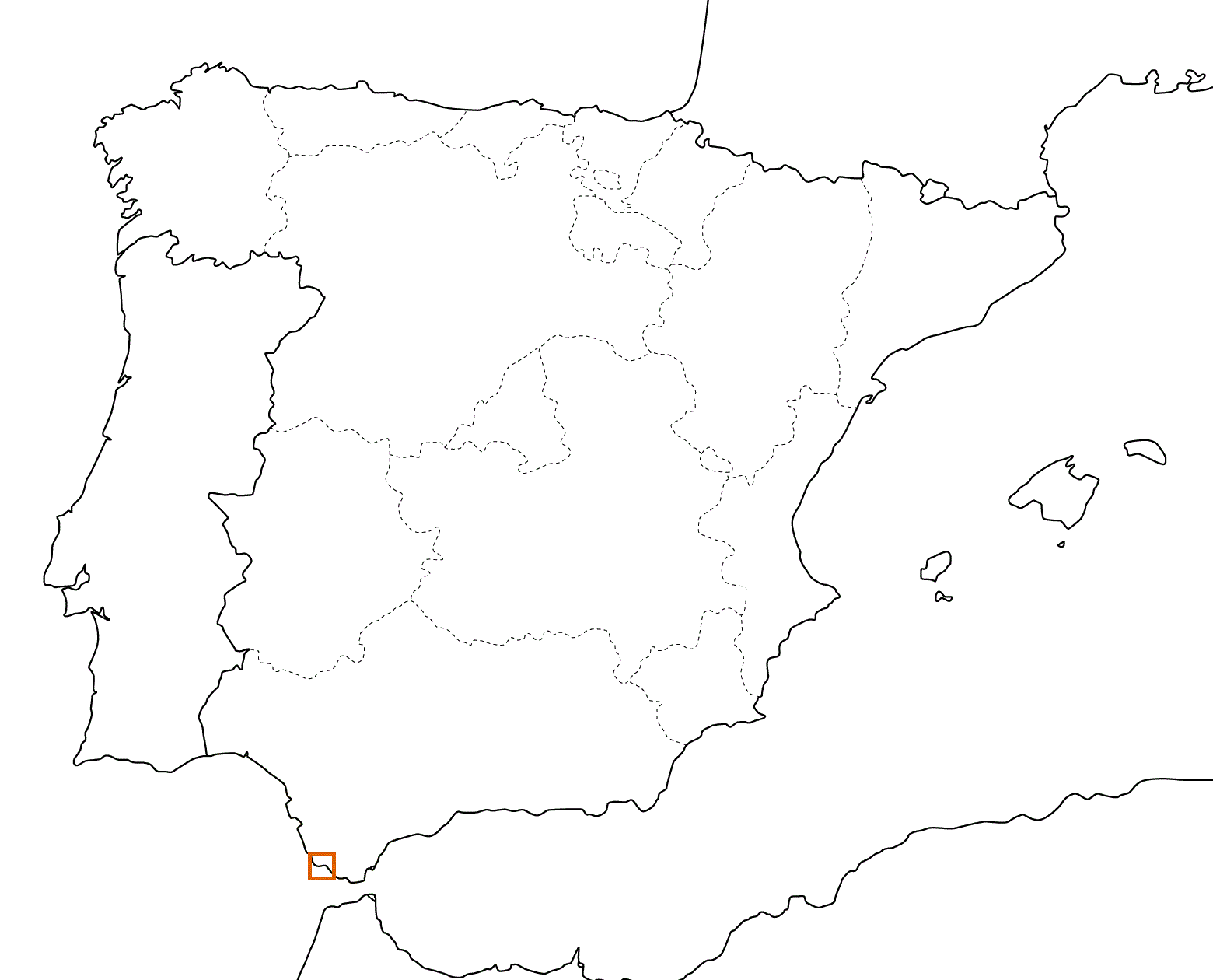 kleine Landkarte Spanien - Cádiz