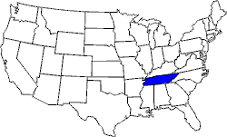 kleine Landkarte USA Tennessee
