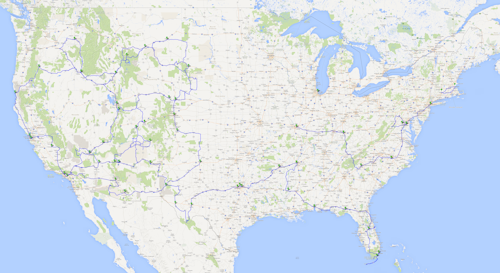 USA 1994 bis 2026 , Karte erzeugt mit Hilfe von Google Maps