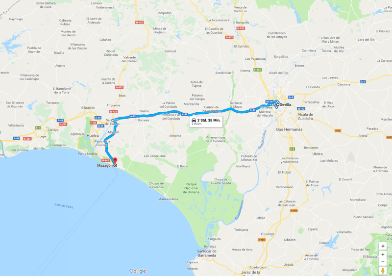 Spanien 1989 Teil 5, Karte erzeugt mit Hilfe von Google Maps