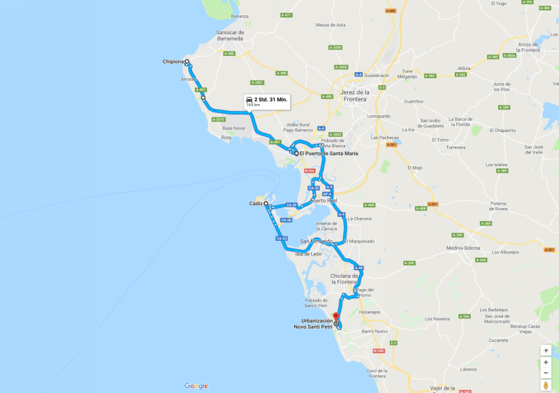 Spanien 2019 Teil 3, Karte erzeugt mit Hilfe von Google Maps